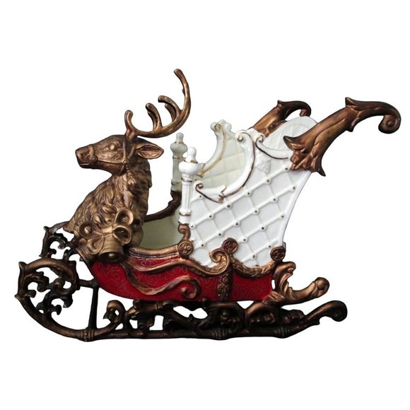 Intricate Reindeer Head Porcelain Ceramic Sleigh EUC Vintage Dillard's 1990's - Picture 3 of 16